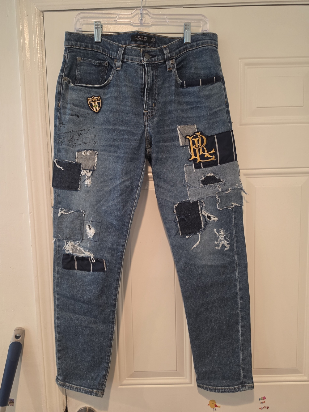Lauren Ralph Lauren Patchwork Distressed Blue Womens Jeans